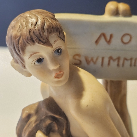 1990 NORMAN ROCKWELL FIGURINE GROSSMAN NO SWIMMING BOY DOG 5" TALL Americana - Picture 5 of 8